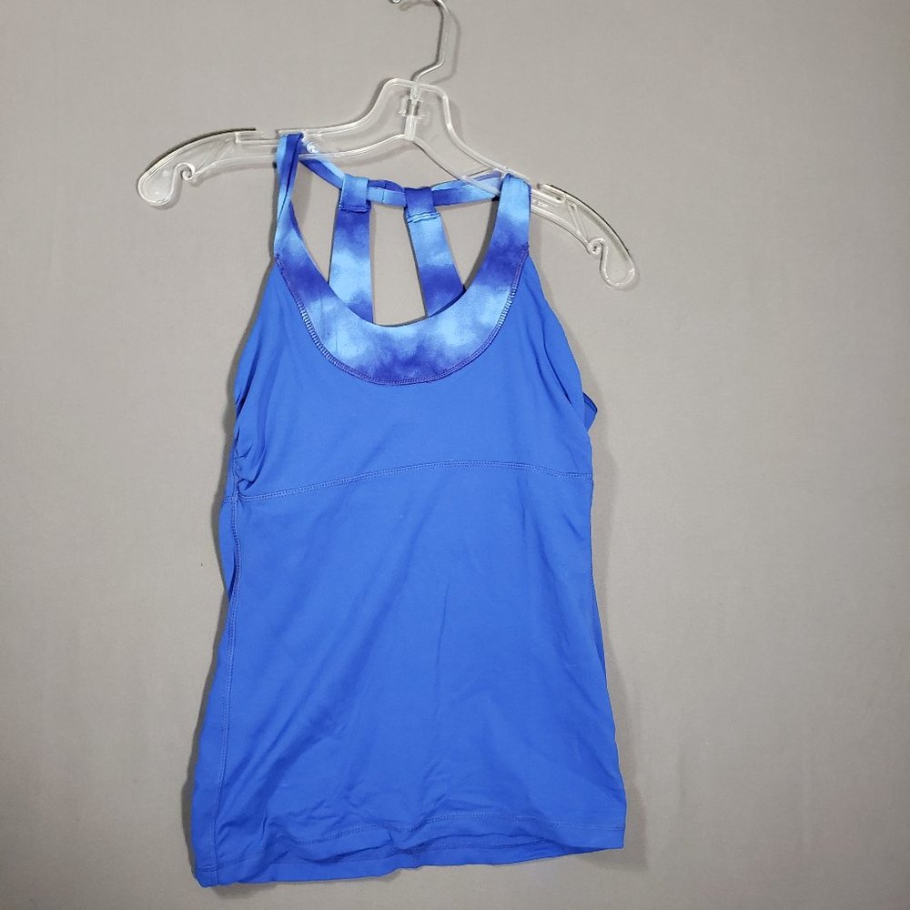 Kyodan Women's Performance Workout Tank w/Built in Bra, Blue, Size Medium